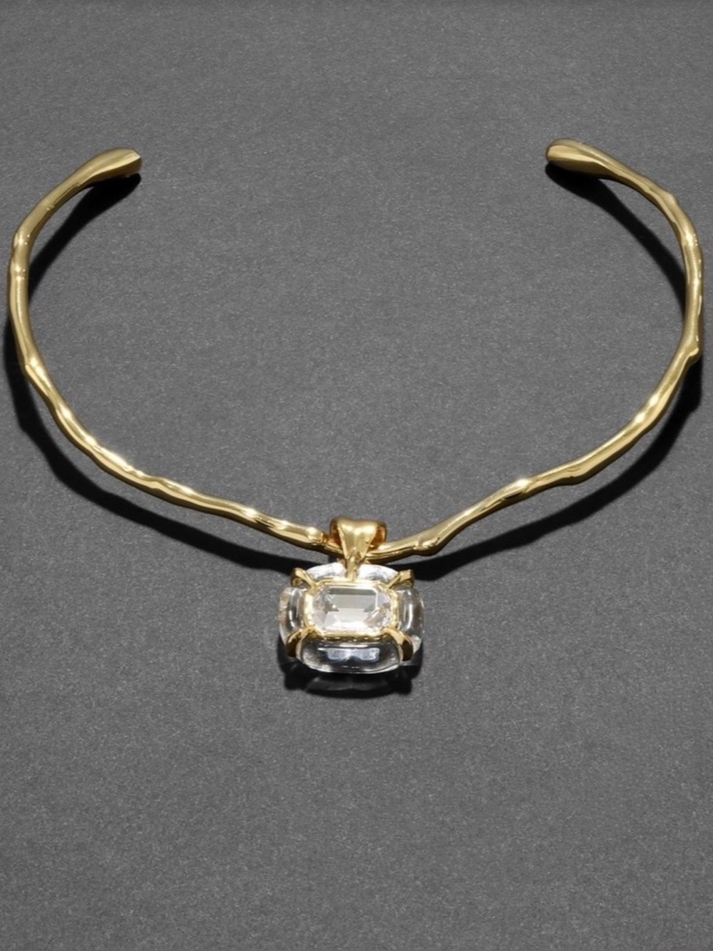 NEW Alexis Bittar Liquid Lucite Jeweled Crystal Collar Necklace Gold Clear SB18